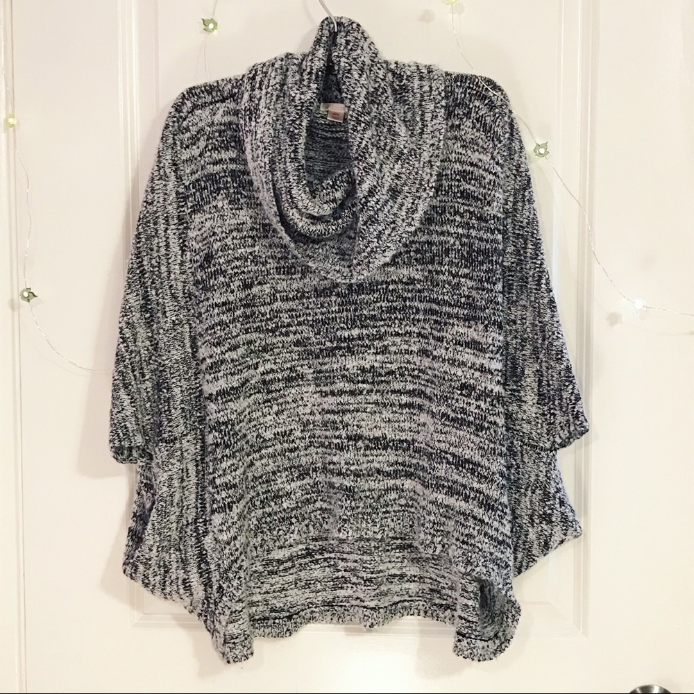 Xhilaration Gray and Black Cowl Neck Sweater